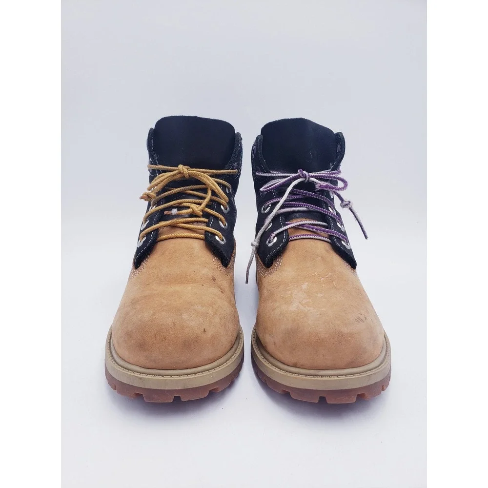 Timberland 6 Inch Premium Waterproof Boots Nubuck Tan Black Teal Youth Size 5